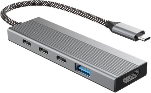 5-in-1 USB-C HUB مع 4K@60Hz HDMI ، شحن 100 واط PD ، 5 جيجابت في الثانية USB 3.0 ، 2 منافذ بيانات USB-C ، سبيكة الألومنيوم-محول متعدد الأجهزة المحمولة والأجهزة اللوحية in Saudi Arabia