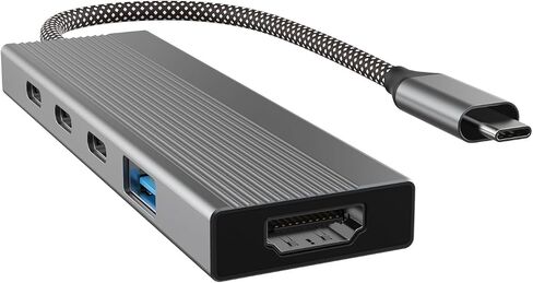 5-in-1 USB-C HUB مع 4K@60Hz HDMI ، شحن 100 واط PD ، 5 جيجابت في الثانية USB 3.0 ، 2 منافذ بيانات USB-C ، سبيكة الألومنيوم-محول متعدد الأجهزة المحمولة والأجهزة اللوحية in Saudi Arabia
