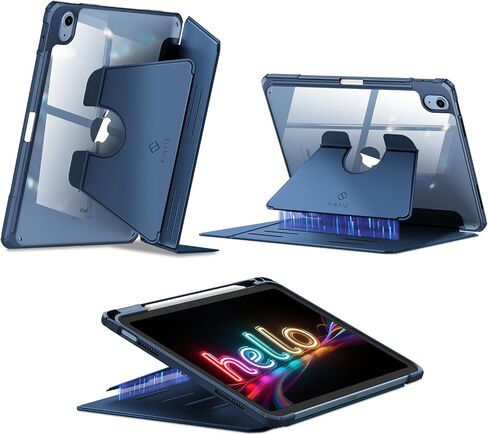 Fintie Vertical Stand Case for iPad (A16) الجيل 11 بوصة (2025) ، الجيل العاشر 10.9 بوصة (2022) ، غطاء واضح متعدد الزوايا مع حامل قلم رصاص ، مستقر مغناطيسي ، أزرق ، أزرق in Kuwait