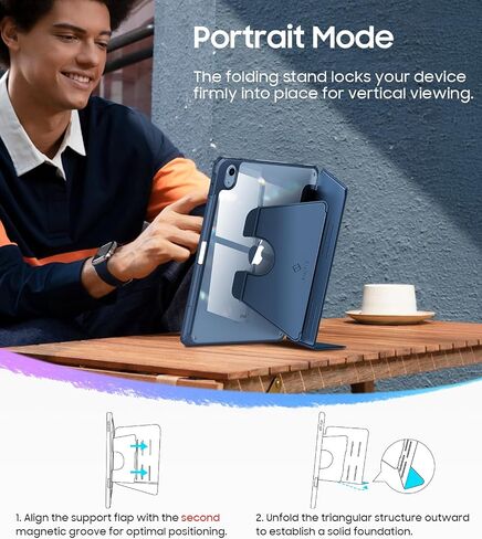 Fintie Vertical Stand Case for iPad (A16) الجيل 11 بوصة (2025) ، الجيل العاشر 10.9 بوصة (2022) ، غطاء واضح متعدد الزوايا مع حامل قلم رصاص ، مستقر مغناطيسي ، أزرق ، أزرق in Kuwait