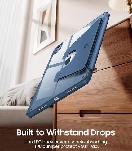 Fintie Vertical Stand Case for iPad (A16) الجيل 11 بوصة (2025) ، الجيل العاشر 10.9 بوصة (2022) ، غطاء واضح متعدد الزوايا مع حامل قلم رصاص ، مستقر مغناطيسي ، أزرق ، أزرق in Kuwait