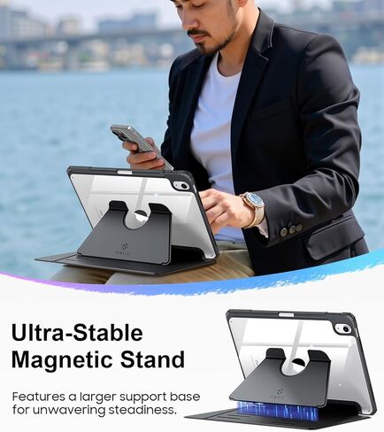 Fintie Vertical Stand Case for iPad (A16) 11th Generation 11 Inch (2025), iPad 10th Generation 10.9 Inch (2022), Multi-Angle Viewing Clear Cover with Pencil Holder, Magnetic Ultra-Stable, Blue in Kuwait