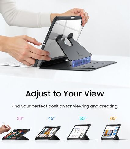 Fintie Vertical Stand Case for iPad (A16) 11th Generation 11 Inch (2025), iPad 10th Generation 10.9 Inch (2022), Multi-Angle Viewing Clear Cover with Pencil Holder, Magnetic Ultra-Stable, Blue in Kuwait