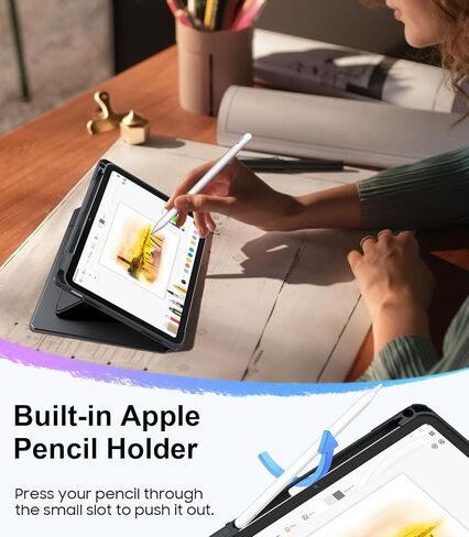Fintie Vertical Stand Case for iPad (A16) 11th Generation 11 Inch (2025), iPad 10th Generation 10.9 Inch (2022), Multi-Angle Viewing Clear Cover with Pencil Holder, Magnetic Ultra-Stable, Blue in Kuwait