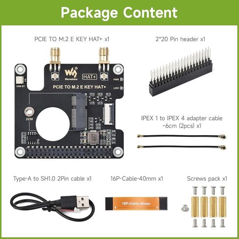 PCIE PCIE إلى M.2 e القبعة الرئيسية ، المتوافقة مع Raspberry PI 5 ، تدعم العديد من NGFF (M.2 E KEY) NIC WIRELIS in Saudi Arabia