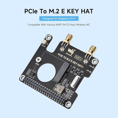 PCIE PCIE إلى M.2 e القبعة الرئيسية ، المتوافقة مع Raspberry PI 5 ، تدعم العديد من NGFF (M.2 E KEY) NIC WIRELIS in Saudi Arabia