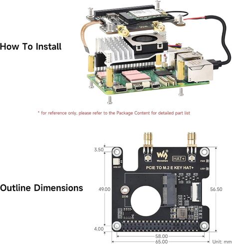 PCIE PCIE إلى M.2 e القبعة الرئيسية ، المتوافقة مع Raspberry PI 5 ، تدعم العديد من NGFF (M.2 E KEY) NIC WIRELIS in Saudi Arabia