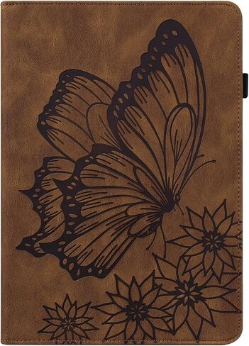 Travel on Tablet Chip Leather Flip Wallet Protective Cover Butterfly Embossing Cover Card Slot Tablet Pc Cover Suitable for Fire HD 8 / Fire HD 8 Plus (10th Generation, in Saudi Arabia