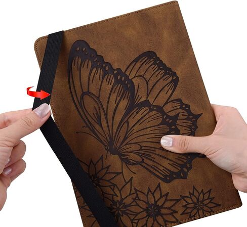 Travel on Tablet Chip Leather Flip Wallet Protective Cover Butterfly Embossing Cover Card Slot Tablet Pc Cover Suitable for Fire HD 8 / Fire HD 8 Plus (10th Generation, in Saudi Arabia
