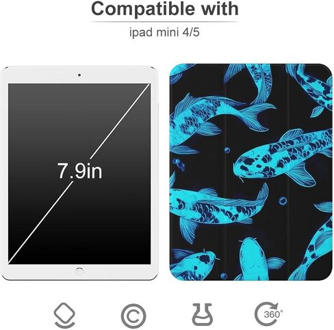توهج في علبة السمك المظلم مع حامل القلم رفيع الوزن ثلاثي الوزن متوافق مع iPad mini 4/5/6 mini4/5 （7.9in） in Saudi Arabia