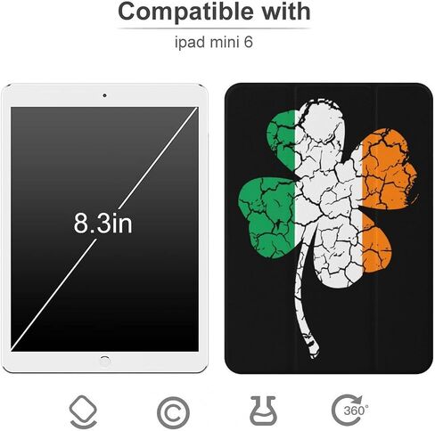 العلم Ireland Clovers St Patricks Day Case مع حامل القلم Trifold Trifold Stand متوافق مع iPad Mini 4/5/6 Mini4/5 （7.9in） in Saudi Arabia