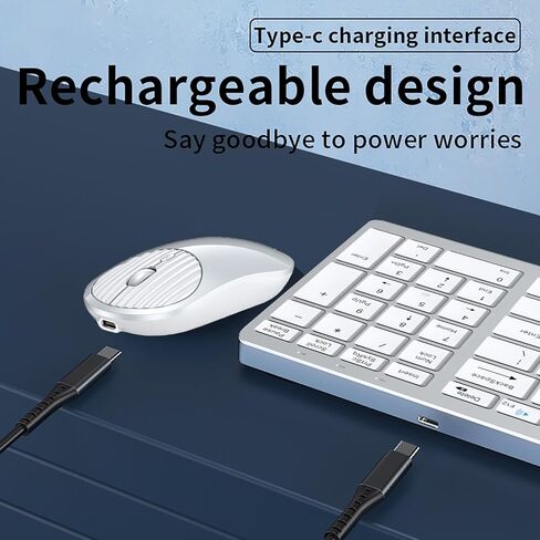 Wireless Bluetooth Rechargeable Keyboard and Mouse Combo. Rechargeable Dual-Mode (Bluetooth 5.0 and 3.0 +2.4G) Multi-Device Silent Mouse for Windows, iPad, Tablet, MacOS,iOS,Android (Silver-White) in Saudi Arabia
