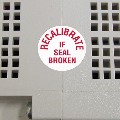 SmartSign Recalibrate If Seal Broken Label | 0.75" x 0.75" Tamper Resistant Vinyl, Pack of 200, Made in USA in Saudi Arabia
