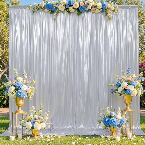 10 × 12 قدمًا بريق الذهب الذهب الذهب الذهب ، الستائر اللفات الستائر تجاعيد الستائر البوليستر الحرة ، الستائر الخلفية للظلم للحفلات حفلات عيد ميلاد حفلات الزفاف ، 2 لوحات 5 × 12 قدمًا in Kuwait