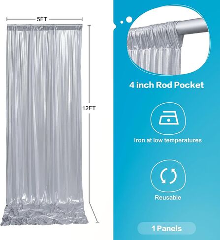 10 × 12 قدمًا بريق الذهب الذهب الذهب الذهب ، الستائر اللفات الستائر تجاعيد الستائر البوليستر الحرة ، الستائر الخلفية للظلم للحفلات حفلات عيد ميلاد حفلات الزفاف ، 2 لوحات 5 × 12 قدمًا in Kuwait