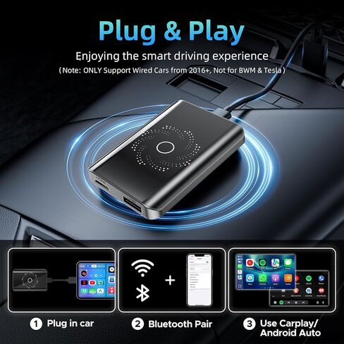 4-in-1 Wireless Carplay Adapter & Android Auto Adapter, Android 13 System, Dual WiFi,Bluetooth 5.4, 4K Video, for Netflix/YouTube, Split-Screen & Mirroring, for OEM Wired CarPlay （4GB RAM+32GB ROM） in Saudi Arabia