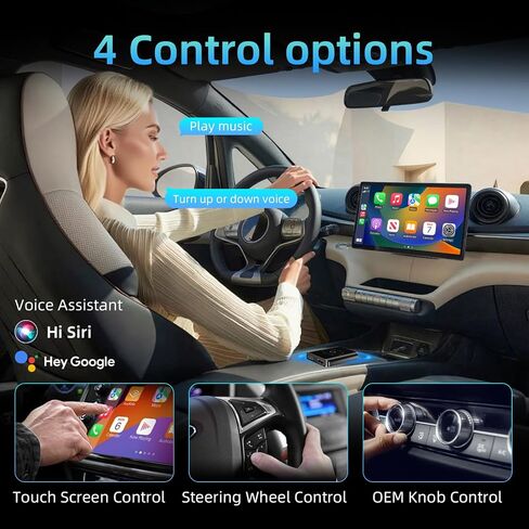 4-in-1 Wireless Carplay Adapter & Android Auto Adapter, Android 13 System, Dual WiFi,Bluetooth 5.4, 4K Video, for Netflix/YouTube, Split-Screen & Mirroring, for OEM Wired CarPlay （4GB RAM+32GB ROM） in Saudi Arabia