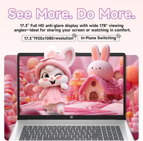 HP 17.3 ″ FHD الكمبيوتر المحمول كمبيوتر intel Core I3-N305 (8-core) ، ذاكرة الوصول العشوائي 32GB ، 2TB SSD ، WI-FI6 ، Bluetooth5 in Kuwait