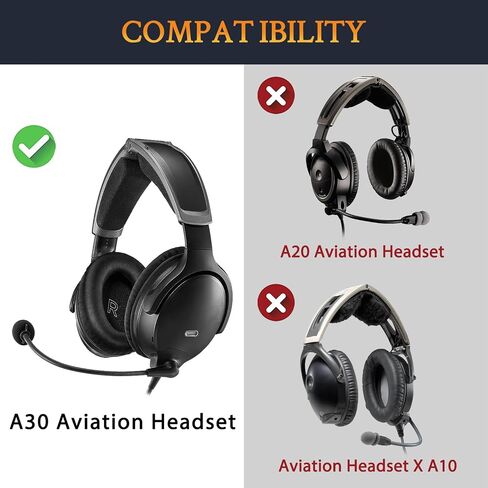 SOULWIT Cooling-Gel Replacement Ear Pads for Bose A30 Aviation Headset, Earpads Cushions with High-Density Noise Isolation Foam - Black in Kuwait