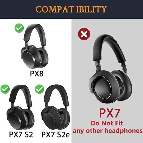 SOULWIT Cooling Gel Ear Pads Cushions Replacement for Bowers & Wilkins PX8/PX7 S2/PX7 S2e Over-Ear Headphones (Do Not Fit PX7), Earpads with High-Density Noise Isolation Foam - Black in Saudi Arabia