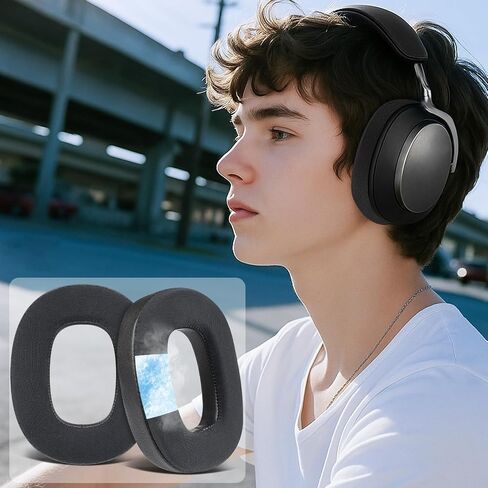 SOULWIT Cooling Gel Ear Pads Cushions Replacement for Bowers & Wilkins PX8/PX7 S2/PX7 S2e Over-Ear Headphones (Do Not Fit PX7), Earpads with High-Density Noise Isolation Foam - Black in Saudi Arabia