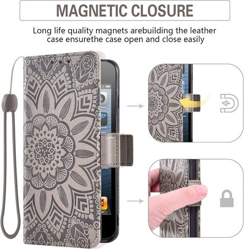 Asuwish Phone Case for Sony Xperia 1 with Tempered Glass Screen Protector and Flower Leather Wallet Flip Cover Credit Card Holder Stand Cell Accessories Experia One 2019 Boys Girls Women Men Grey in Saudi Arabia