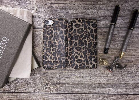 Venito Venice Slim Case Compatible with iPhone 7/8/SE Case with Stand, Wallet, Self-Closing, and RFID Blocking Feature (Leopard Pattern) in Saudi Arabia