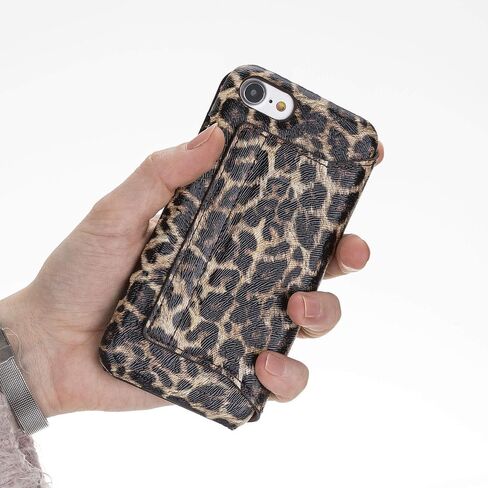 Venito Venice Slim Case Compatible with iPhone 7/8/SE Case with Stand, Wallet, Self-Closing, and RFID Blocking Feature (Leopard Pattern) in Saudi Arabia