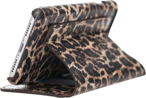 Venito Venice Slim Case Compatible with iPhone 7/8/SE Case with Stand, Wallet, Self-Closing, and RFID Blocking Feature (Leopard Pattern) in Saudi Arabia
