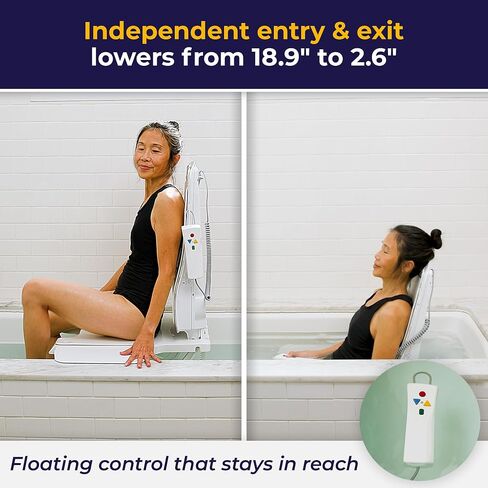 Drive Medical Bellavita Dive Bath Lift Chair, Reclining Electric Auto Bath Lifter & Tub Chair Lift, Bathtub Seat Transfer Chair with Open Seat Design, White in Saudi Arabia