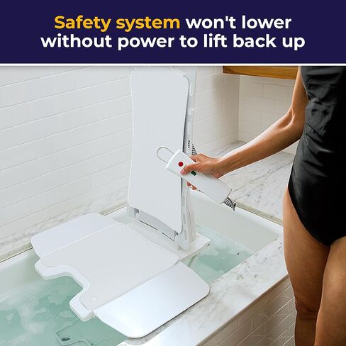 Drive Medical Bellavita Dive Bath Lift Chair, Reclining Electric Auto Bath Lifter & Tub Chair Lift, Bathtub Seat Transfer Chair with Open Seat Design, White in Saudi Arabia