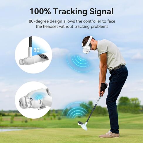 AMVR واقعية VR Golf Club Attachment متوافق مع Meta/Oculus Quest 3S/Quest 3 ، طول قابل للتعديل ، 80 درجة الحفاظ على التتبع ، قبضة مقبض الجولف غير المنقولة للغولف +（لوحدة التحكم الصحيحة ، وليس لشحن بطارية Dock） in Kuwait