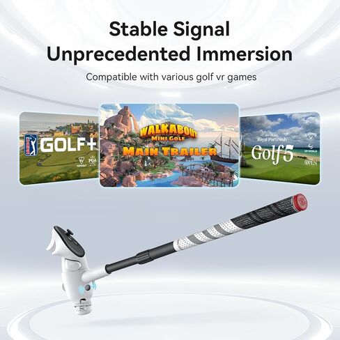 AMVR واقعية VR Golf Club Attachment متوافق مع Meta/Oculus Quest 3S/Quest 3 ، طول قابل للتعديل ، 80 درجة الحفاظ على التتبع ، قبضة مقبض الجولف غير المنقولة للغولف +（لوحدة التحكم الصحيحة ، وليس لشحن بطارية Dock） in Kuwait