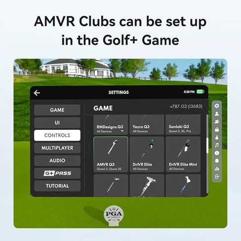 AMVR واقعية VR Golf Club Attachment متوافق مع Meta/Oculus Quest 3S/Quest 3 ، طول قابل للتعديل ، 80 درجة الحفاظ على التتبع ، قبضة مقبض الجولف غير المنقولة للغولف +（لوحدة التحكم الصحيحة ، وليس لشحن بطارية Dock） in Kuwait