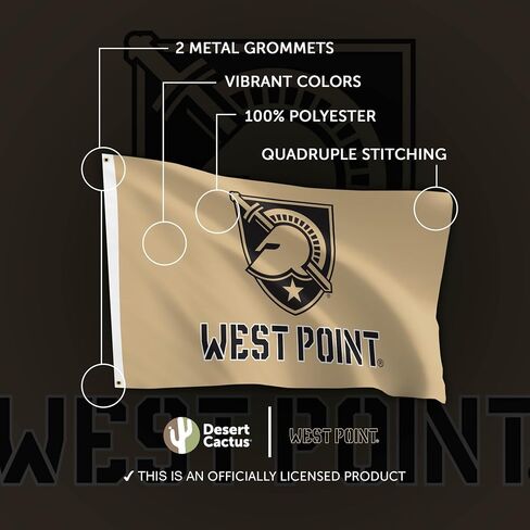 Desert Cactus United States Military Academy Flag Black Knights Army USMA West Point Cadets Flags Banners 100% Polyester Indoor Outdoor 3x5 (Style Y) in Saudi Arabia