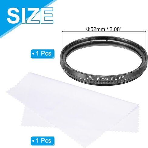 52mm Circular Polarizer Filter, Double Sided Multi-Layer Coatings Polarizing Filter with Cleaning Cloth for Camera Lens in Saudi Arabia