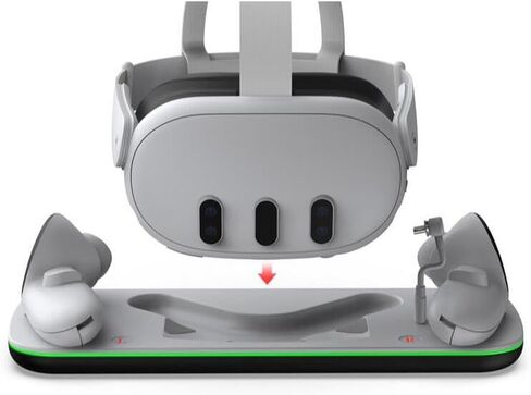 شحن قفص الاتهام لـ Meta Quest 3S/Meta Quest 3 VR سماعات الرأس ووحدات التحكم ، دعم الشحن السريع PD ، مع بطاريتين قابلة لإعادة الشحن ، كابل Type-C in Saudi Arabia