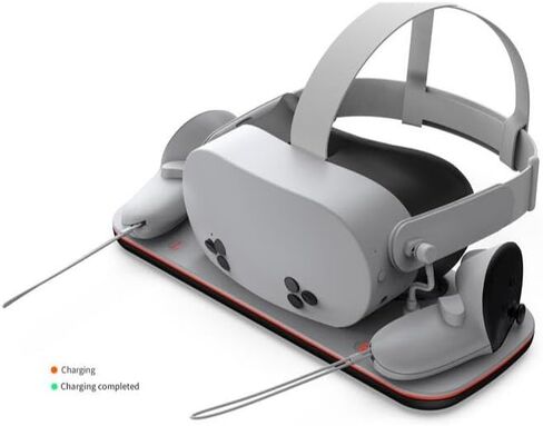 شحن قفص الاتهام لـ Meta Quest 3S/Meta Quest 3 VR سماعات الرأس ووحدات التحكم ، دعم الشحن السريع PD ، مع بطاريتين قابلة لإعادة الشحن ، كابل Type-C in Saudi Arabia