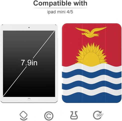 علبة العلم Kiribati مع حامل القلم Trifold Stand Trifold Trifold متوافق مع iPad Mini 4/5/6 Mini4/5 （7.9in） in Kuwait