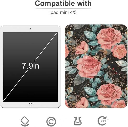 ريد روز زهرة برعم علبة مع حامل القلم رفيع الخفيفة الوزن trifold حامل متوافق مع iPad mini 4/5/6 mini4/5 （7.9in） in Kuwait