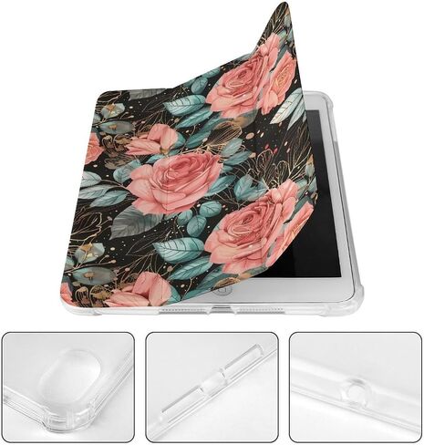 ريد روز زهرة برعم علبة مع حامل القلم رفيع الخفيفة الوزن trifold حامل متوافق مع iPad mini 4/5/6 mini4/5 （7.9in） in Kuwait