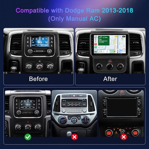 Stereo Car Stereo لـ Dodge RAM 1500 2500 3500 2013 2014 2015 2017 2017 2018 مع Carplay و Android Auto - 9 '' Android 13 ، Bluetooth WiFi SWC GPS ، 2+64GB (فقط يدويًا مناسبًا) in Saudi Arabia