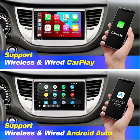 لراديو Tucson تم تحديثه المتوافق مع Carplay Wireless Android Auto ، شاشة اللمسات الشاشة التي تعمل باللمس بالسيارة ، GPS FM AM Camera Backup Camera 8Croe (For2016-2018) in Kuwait