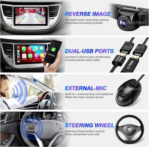 لراديو Tucson تم تحديثه المتوافق مع Carplay Wireless Android Auto ، شاشة اللمسات الشاشة التي تعمل باللمس بالسيارة ، GPS FM AM Camera Backup Camera 8Croe (For2016-2018) in Kuwait