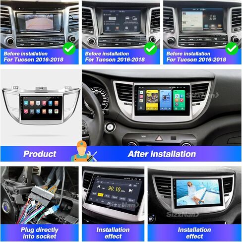 لراديو Tucson تم تحديثه المتوافق مع Carplay Wireless Android Auto ، شاشة اللمسات الشاشة التي تعمل باللمس بالسيارة ، GPS FM AM Camera Backup Camera 8Croe (For2016-2018) in Kuwait