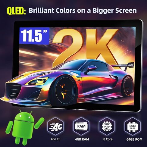 11.5" Car Stereo with Apple CarPlay, 2K Single Din Radio 4G+64G Android Auto Touch Screen,8 Core Wireless Car Play Audio Receivers Head Unit Display with Bluetooth/4G LTE/DSP/SWC/Mirror Link in Saudi Arabia