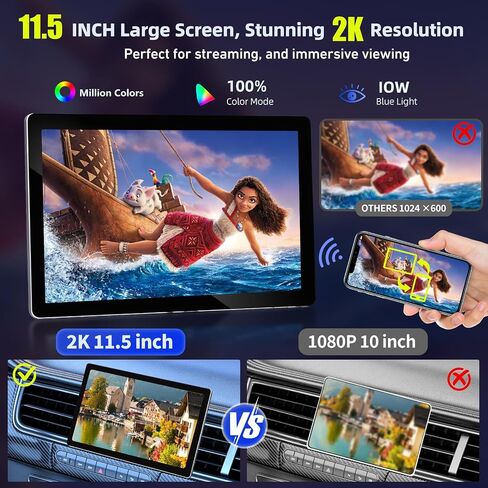 11.5" Car Stereo with Apple CarPlay, 2K Single Din Radio 4G+64G Android Auto Touch Screen,8 Core Wireless Car Play Audio Receivers Head Unit Display with Bluetooth/4G LTE/DSP/SWC/Mirror Link in Saudi Arabia