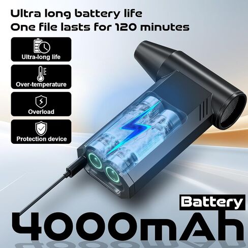 Air Air Duster-25000000RPM Super Power Cordless Air Duster ، منفاخ صغير قابل للتعديل مع 4-GEAR مع شحن سريع ، ومنفاخ الغبار للكمبيوتر ولوحة المفاتيح والمنزل والخارجية والسيارة in Kuwait