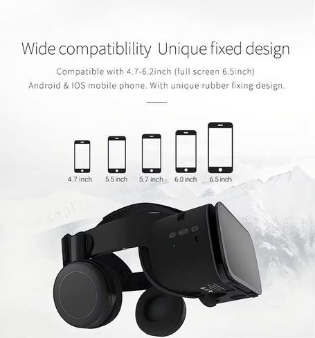 VR Headset Virtual Reality Glasses for iPhone and Android Phones, Foldable 3D VR Goggles Set Bundle with Bluetooth Headphones for Both Adults and Kids Play 3D VR Games Movies, Black in Saudi Arabia