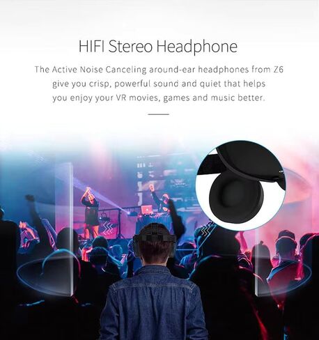 VR Headset Virtual Reality Glasses for iPhone and Android Phones, Foldable 3D VR Goggles Set Bundle with Bluetooth Headphones for Both Adults and Kids Play 3D VR Games Movies, Black in Saudi Arabia